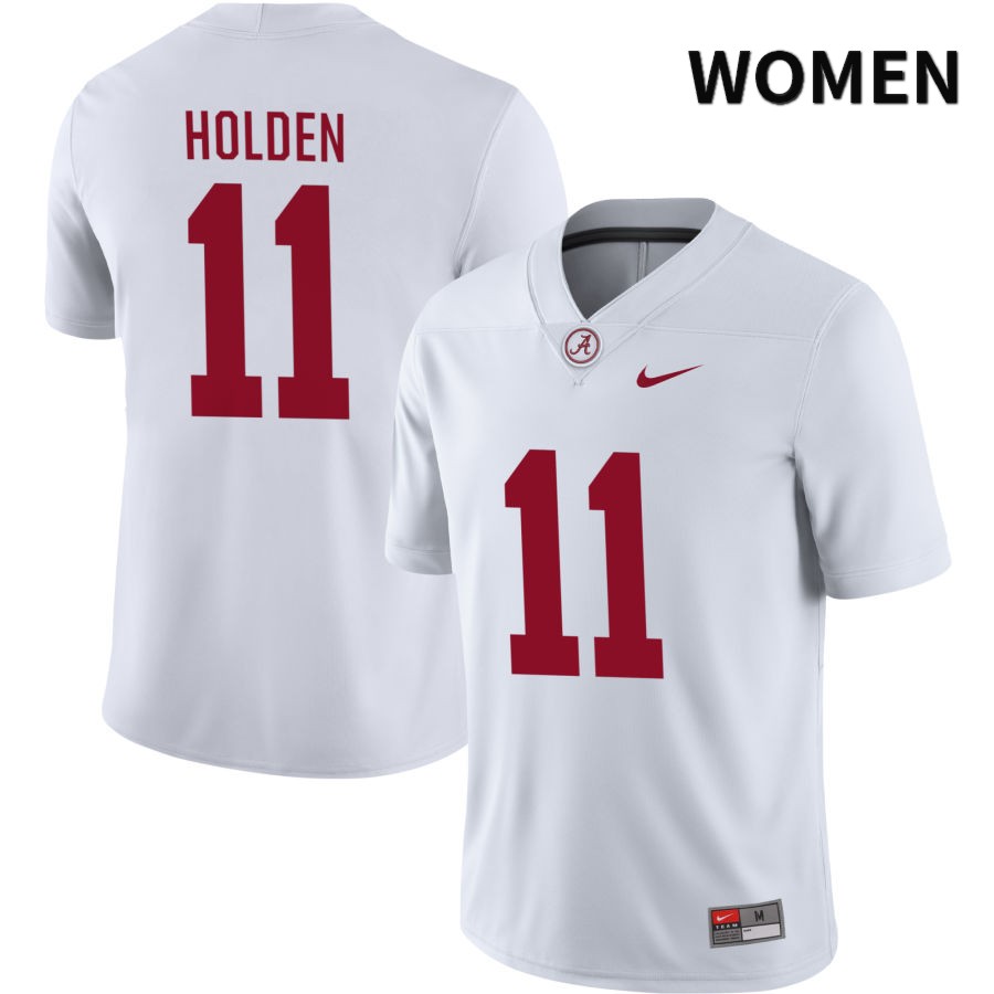 Alabama Crimson Tide Women's Traeshon Holden #11 NIL White 2022 NCAA Authentic Stitched College Football Jersey VC16C43YB